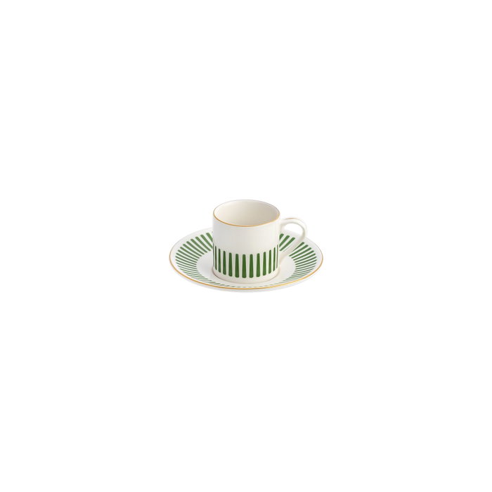 Hermia Alya Juego de tazas de café Verde oscuro, Blanco y Dorado